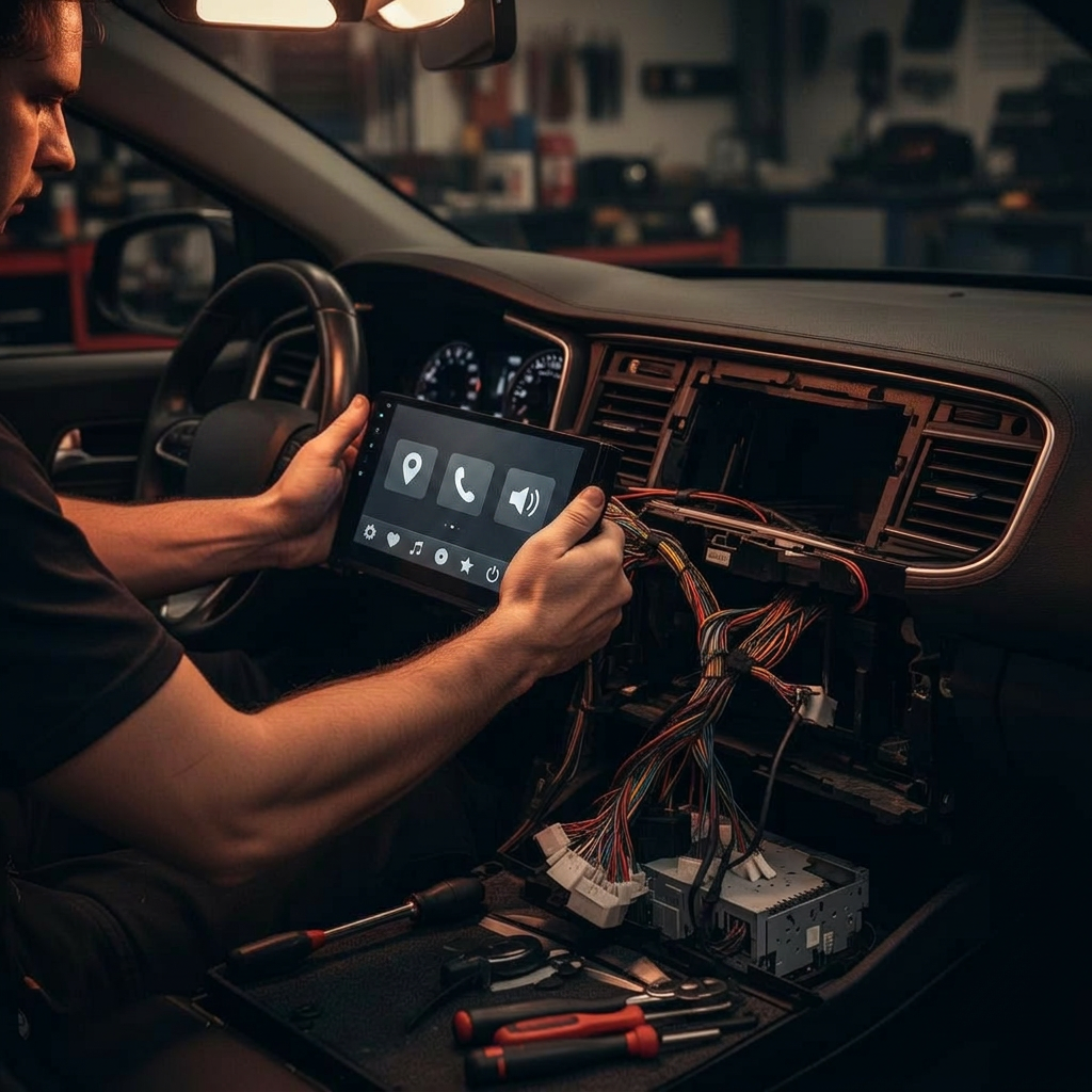 Riesberg technician working on electronics in Carroll, Iowa
