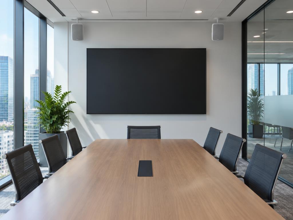 Commercial conference room audio video display installation