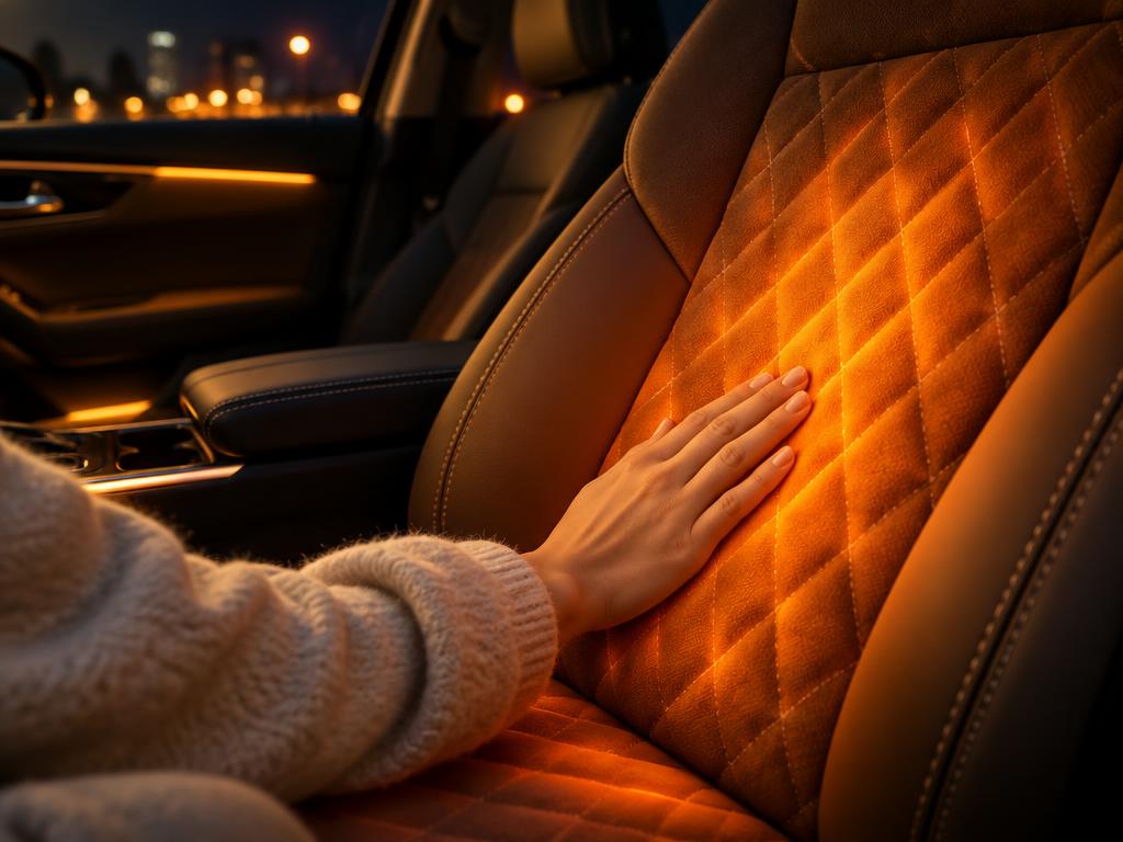 Heated car seat comfort during an Iowa winter