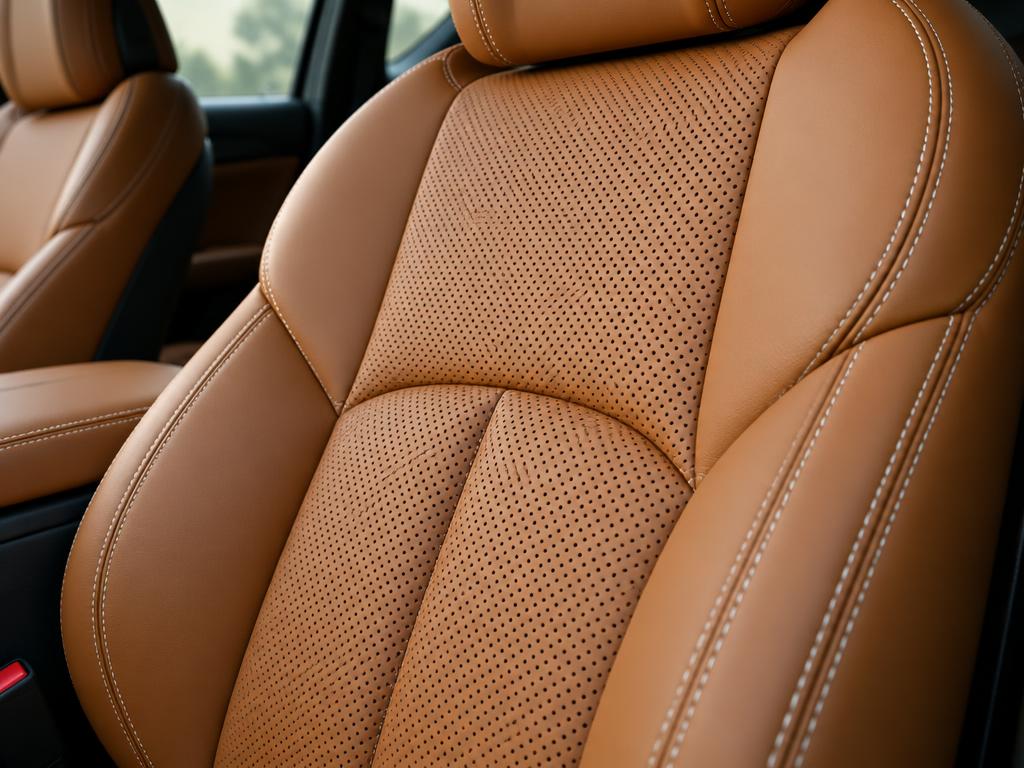Custom leather car seat interior upholstery installed in Carroll Iowa
