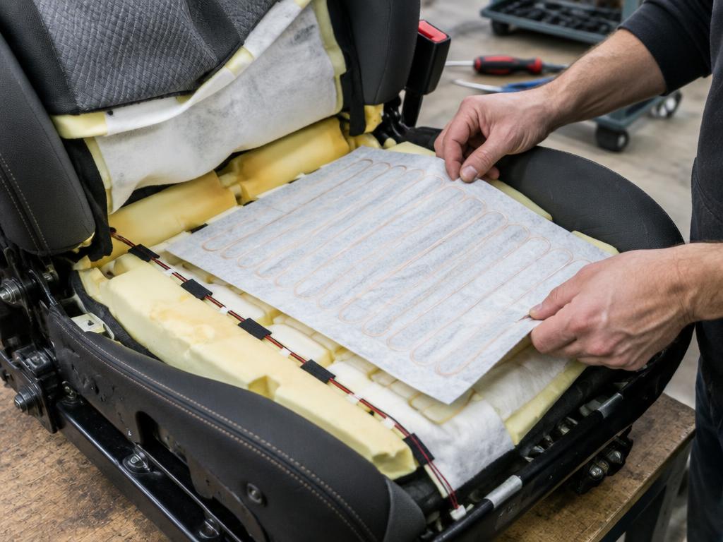 Heated seat element being fitted into a vehicle seat cushion